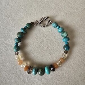Turquoise and Multicolor Beaded Toggle Bracelet
